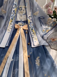 daidai (Ready Stock) Women Hanfu Blue Floral Elegant Chinese Traditional Dress Fairy