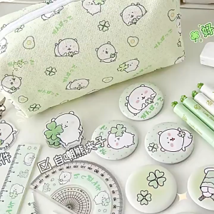 Túi Bút Vải Canvas Họa Tiết Cún Con Cỏ 4 Lá May Mắn LILA HBC4LA3