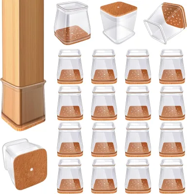 24 Miếng Bảo Vệ Chân Ghế Bằng Silicon Cho Sàn Gỗ Cứng Có Lớp Nỉ Bọc Miếng Lót Đồ Nội Thất Miếng Trượt Mũ Ghế Hình Vuông Vỏ Bọc Ghế
