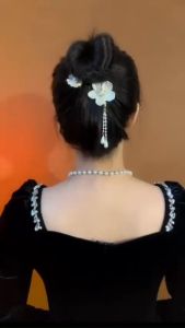 Vòng búi tóc cánh tiên hồ điệp khí chất kẹp búi tóc đính đá lấp lánh tua rua cho nữ