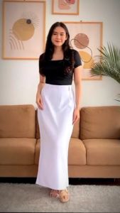 Nhm Rok Span Wanita Panjang Formal Kantor Kuliah S-5L Putih Hitam