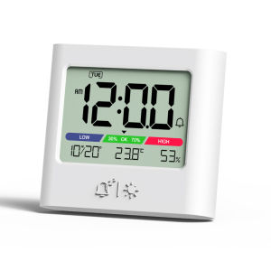 Digital Alarm Clock with Thermometer And Hygrometer Backlight Date & Week Display Desktop Wall Mount for Outdoor Travel Home Kit