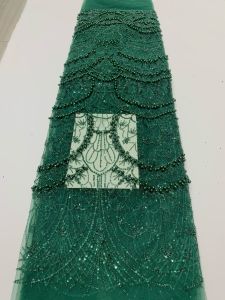 SKIG Nigerian Luxury Sequins Lace 2026 5 Yards African French Embroidered Beads Tulle Net Lace Fabric For Wedding Dress Sewing