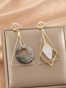 Asymmetric Long Geometric Mosquito Coil Tray Ear Cuffs No Piercing Required Trendy Triangle Earrings Fashionable Jewelry