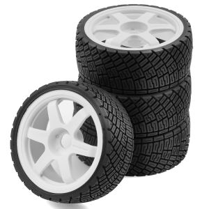XILEZQF 4Pcs 100mm 1/7 1/8 RC Rally Off‑Road Buggy Wheels Tires 17mm Hex for ARRMA Traxxas Redcat Losi HPI WR8 HSP Upgrade Parts