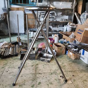 Ghế xếp inox không có lưng dựa cao 60cm/70cm/80cm . Hàng dày và cứng cáp inox 201 dày 1li .