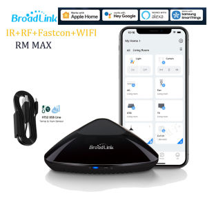 BroadLink | Broadlink RM Max Smart Remote Matter Compatibility IR/RF Universal Remote Support Alexa/Googlewith Adapter & Sensor Cable