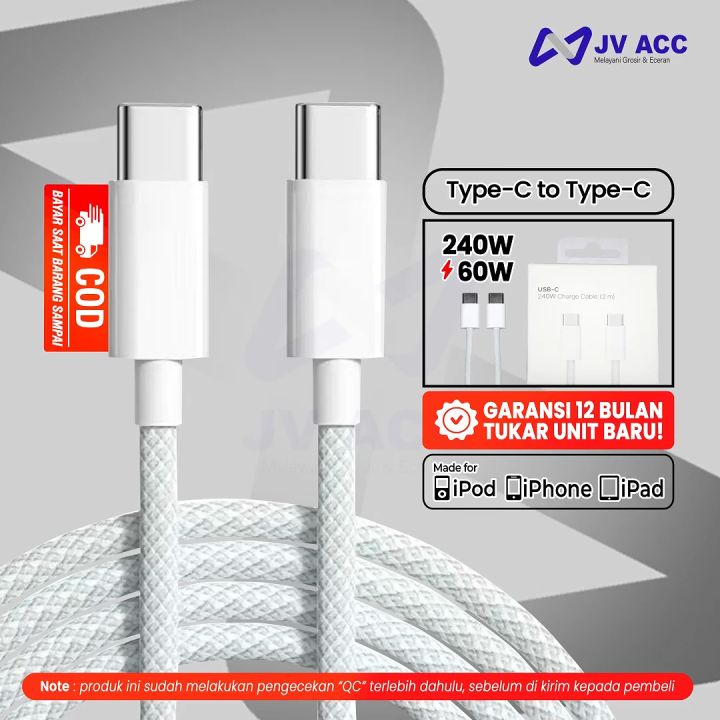 KABEL DATA CHARGER 240W USB C TO TYPE TIPE C FOR IPHONE 15 PRO MAX