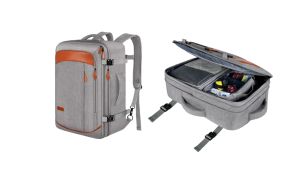 กระเป๋าเป้สะพายหลังเดินทางแบบขยายได้ขนาดใหญ่ 50 ลิตรที่ได้รับการอนุมัติจากสายการบินพร้อมช่องบรรจุสัมภาระ 3 ช่องสำหรับกระเป๋าเดินทางแบบกันน้ำสำหรับผู้ชายและผู้หญิง