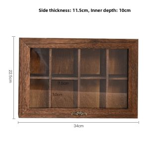 Dustproof Wooden Desktop Storage Box Multi-grid Jewelry Storage Box Glass Display Cabinet Solid Wood Tea Set Cabinet Tea Stand