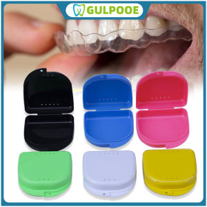 GULPOOE Dental Orthodontic Box Denture Tray Teeth Retainer Storage Box Braces Retainer Case Vent Holes Teeth Retainer Box