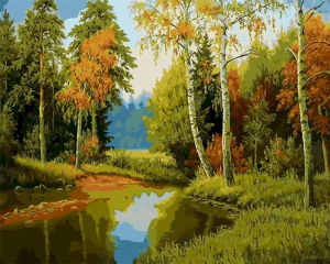 KAYOU | DIY Painting By Numbers Landscape Tree Oil Painting Home Decor HandPainted Canvas Drawing Gift