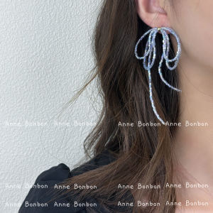 Anne Bonbon Fairy Fresh Light Blue พู่ผีเสื้อโบว์ต่างหูลูกปัด Clip-on Handmade โลหะผสม Silver Plated Gold Plated เครื่องประดับ