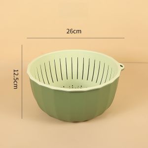Thickened Multi-Functional Plastic Drain Basket Kitchen Vegetable Washing Basket Double Layer Fruit Basket Rice Cleaning Blue