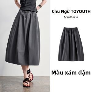 Toyouth | Chân Váy Dáng A Điều Chỉnh eo Cotton Phong Cách Thường Ngày
