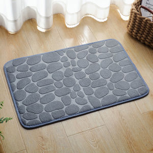 Car Memory Foam Mat Embossed Velvet Carpet Bathroom Water-Absorbent Non-Slip Mat Solid Color Pebble Print Floor Mat 40*60cm
