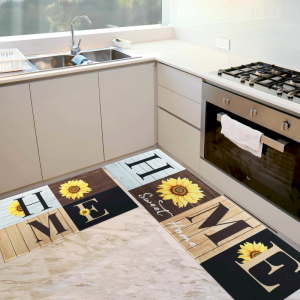 VIKAMA floral wooden board kitchen carpet hall door anti slip washable floor mat bedroom entrance home decoration