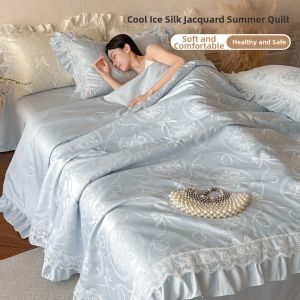 BEIPIN | French Princess Style Summer Comfort Coolness Icesilk Four-piece Bedding Set