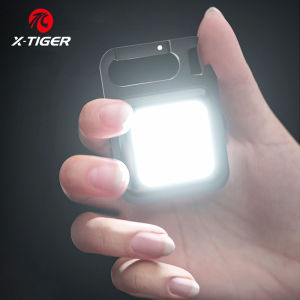 X-TIGER Portable Mini LED Light for Outdoor Camping Multi-functional Bottle Opener Keychain  Flashlight Floodlight Strong Magnetic Lantern Mini Keychain Work Light COB Light