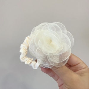 Spring Summer Tea Flower Ogeen Silk Hair Ties Womens Hair Bands High Elasticity Durable Hair Clips Floral Hair Accessories