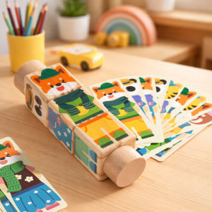 Trò Chơi Xếp Hình Khối Gỗ Xoay Cầm Tay Đồ Chơi Montessori Giúp Phát Triển Kỹ Năng Vận Động Tinh Đồ Chơi Giáo Dục