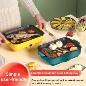 Multifunctional Electric BBQ Grill 26cm Square Mini Electric Baking Tray Pancake Steak Electric Wok Kitchen Fry Pan Baking Tray