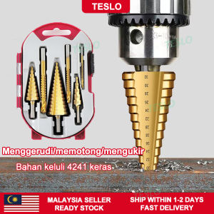【TESLO】🔥Malaysia In Stock🔥 step drill hex shank hss titanium coated drill bit set stainless steel wood cone punch hole opener tool cutter punch taper drilling 阶梯钻
