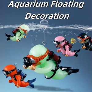 Blue Guy Diver Figurines Set Creative Floating Ornaments for Fish Tank Underwater Scenery Bottom Aquarium Decor
