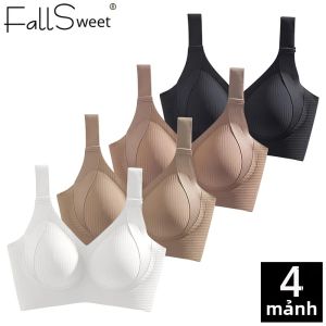 FallSweet 4PC Áo Ngực Không Dây Liền Mạch Dành Cho Nữ Cỡ Lớn Thoải Mái Chống Chảy Xệ Bralette Dây Đeo Có Thể Điều Chỉnh Full Cup Đồ Lót