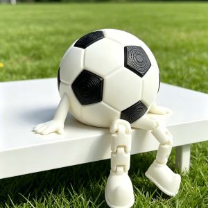 3D Football Figure Car Ornament Sport-Themed Sitting Soccer Figure with Movable Joint Suitable Auto Interior Decoration Ideal for Football Enthusiast World Cup Gift