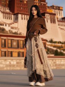 YNY | Bohemian Style Medallion Earthy Fall Skirt Suit