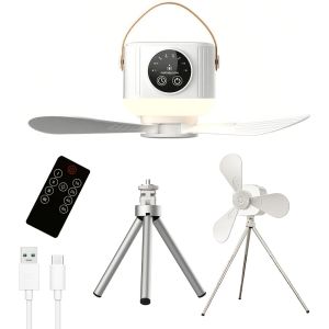 2026 New Portable Rechargeable Ceiling Fan Wireless USB Hanging Fan for Student Dorm Bed Outdoor Camping