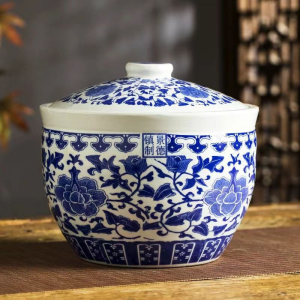 rice storage container rice dispenser 5kg/ 10 kilos ceramic bread box blue and white porcelain jar with lid kitchen organizer food storage rice keeper