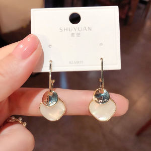 Fashionable Geometric Cats Eye Stone Earrings: A Sensible Korean Style Choice