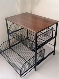 Office Desktop Printer Stand with 2 Drawers 3 Layer Open Mesh Storage Organizer Kitchen Microwave Oven Storage Rack Multi Function Countertop Shelf Save Space Easy to Install