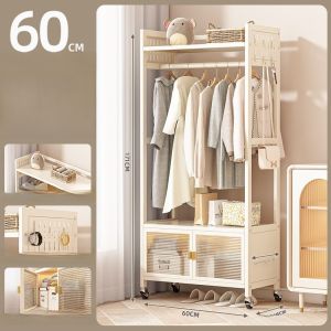 Space Saving Floor Mounted Clothes Hanger for Women Bedroom Organizer Mobile Coat Rack No Assembly Required Modern Style