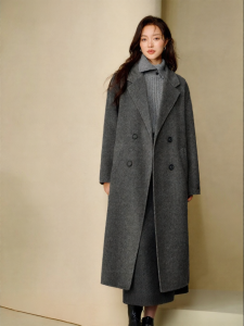 INMAN | Alpaca Wool and Silk Deep Gray Double Faced Long Coat