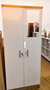 Trenz Furniture - Lemari pakaian 2 pintu Series Kaca Luar Lemari Baju Minimalis Aesthetic Penyimpanan Baju dan Celana Lemari Baju Kaca Luar Lemari Minimalis Lemari Anak Kos Lemari Hemat Ruang Series Vale Furniture Minimalis Hemat Ruang Terbaik
