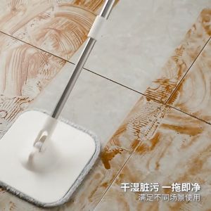 SG【Local Seller】NEW 360° Spin Mop & bucket Mop Set 6cm Square Mop Head Sewage Separation 2 in 1 Mop Bucket Spinning Mop