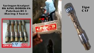 Saringan Knalpot RX KING BOBOKAN BAHAN SEMI KUNINGAN ASLI BERKUALITAS TIPE C17 RC3 (RACING 3 SUARA)