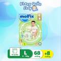 Tã/Bỉm Quần Molfix Thiên Nhiên Size L68+8 miếng (9-14kg) Mềm Mại, Co Giãn Tốt. 