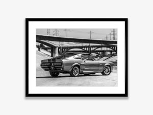 Rastar | Black and White Ford Mustang Classic Luxury Car Poster Canvas Painting Print Wall Art Picture for Living Room Shopstore Decor