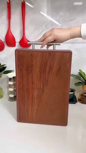 Ebony Cutting Board Non-slip Double Sided Cutting Board Stainless Steel Wood Chopping Board with Suspension Handle