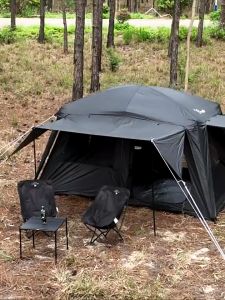 Vidalido Poon Saan Tent Outdoor Camping Two Rooms Three Living Hall Room Manual Tent Black Large & Medium