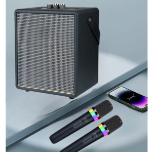 V11 Pro KARAOKE Wireless Bluetooth Multi Function Speaker Extra Bass Sound with Dual Wireless Microphone