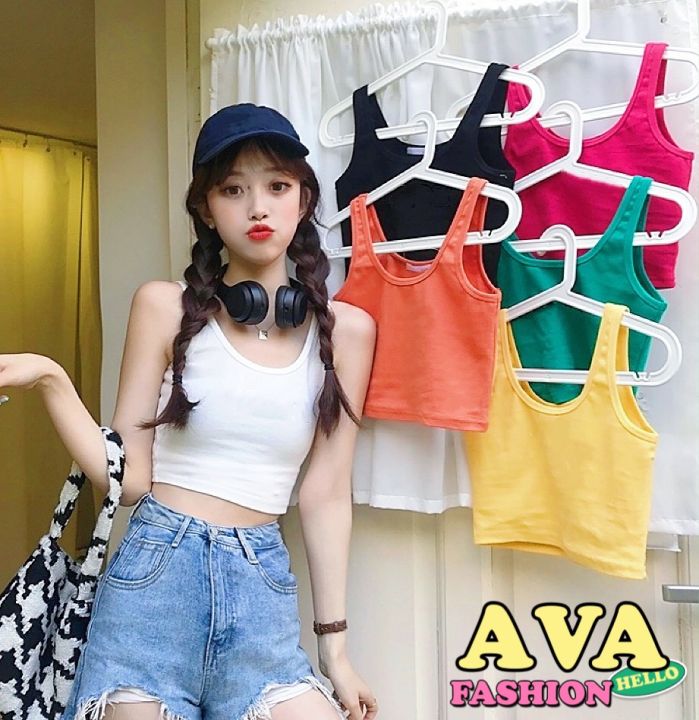 AVAFASHION🧸มี8สี เสื้อกล้ามครอปครึ่งตัว สีพื้น ใส่สบายน่ารักมากจ้า ...