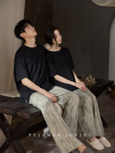Couples Thin Summer Pajama Set Black