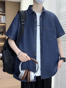 Vintage Style Denim Shirt Summer Mens Casual Short Sleeve Shirt