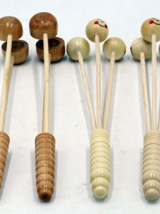 Bamboo Wooden Massage Hammer Three Ball Hammer Fitness Back Thumping Small Hammer Personal Care Health Massaging Equipment