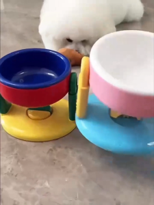 Cat bowl dog bowl pet food bowl adjustable high and low pet feeding bowl dog bowl with suction base not easy to move pets fixed feeding bowl PP safe food material pet bowl